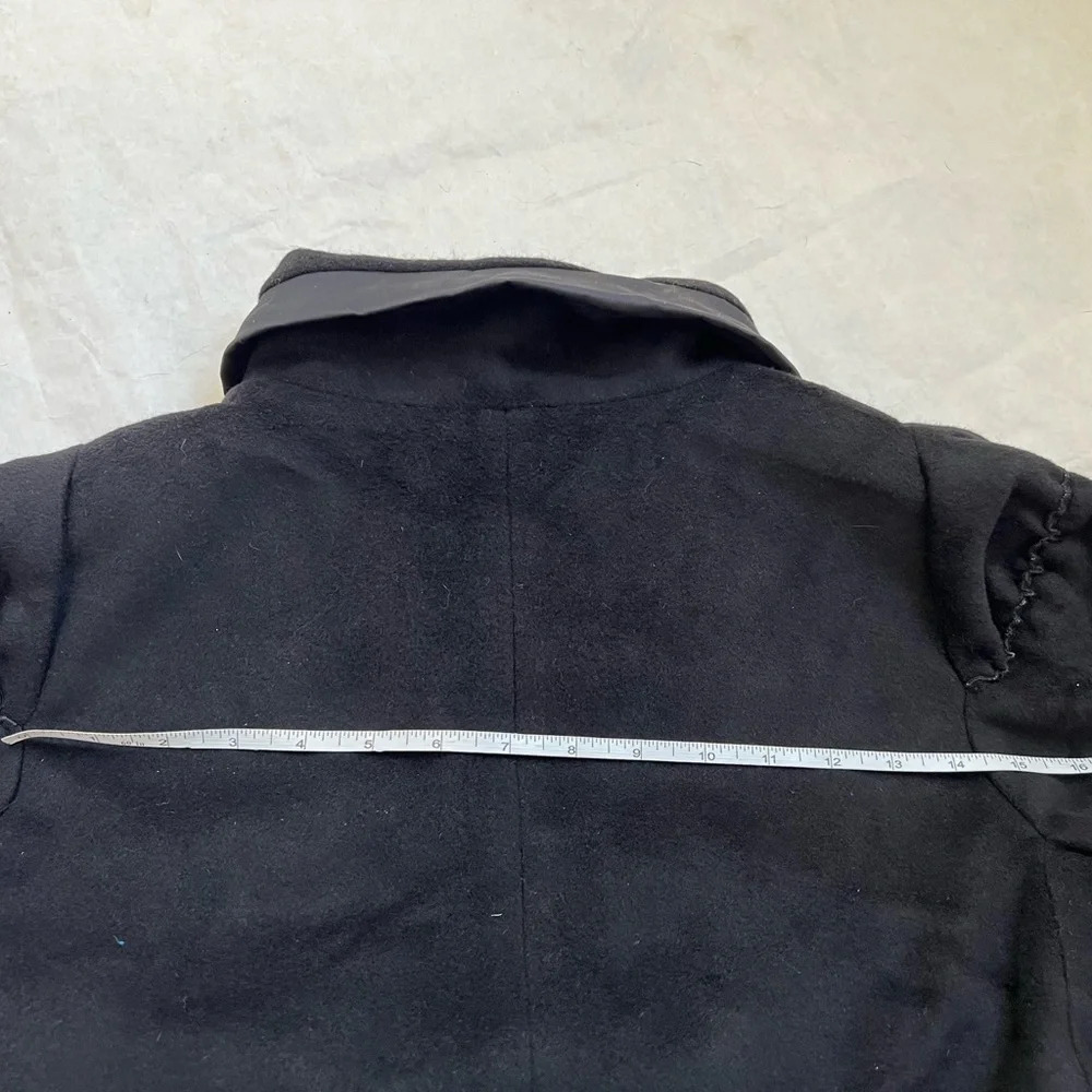 Marithe Francois Girbaud Angora Virgin Wool Double Breasted Black Coat Size 8 - Picture 7 of 10